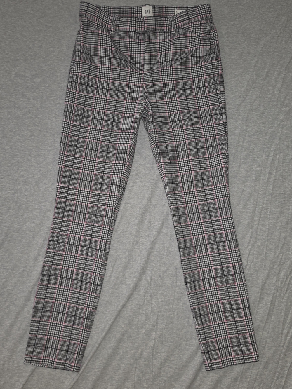 GAP Slim Plaid Trousers - Black, White & Pink